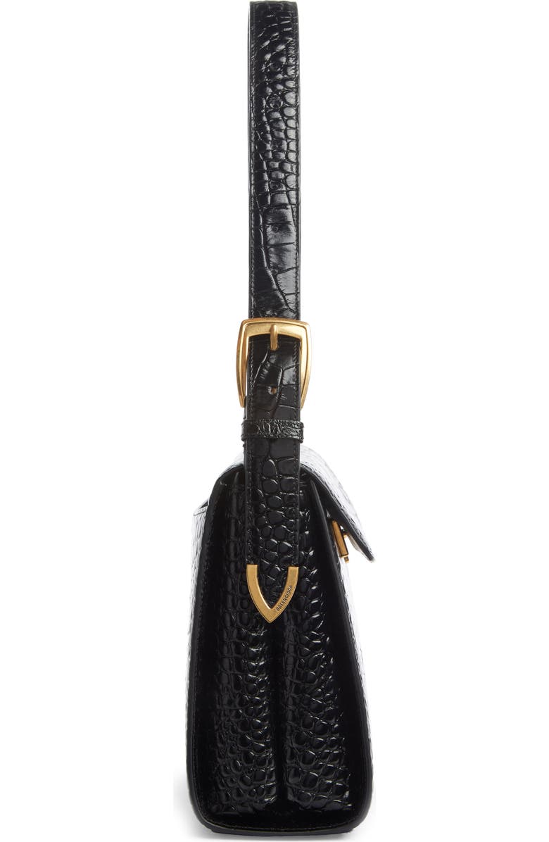 Balenciaga Croc Embossed Calfskin Leather Shoulder Bag, Alternate, color,
