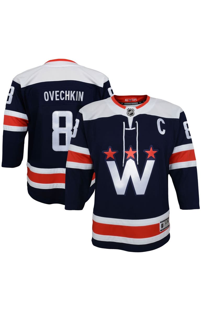 Outerstuff Youth Alexander Ovechkin Navy Washington Capitals 2020/21 Alternate Premier Player Jersey, Main, color, Navy