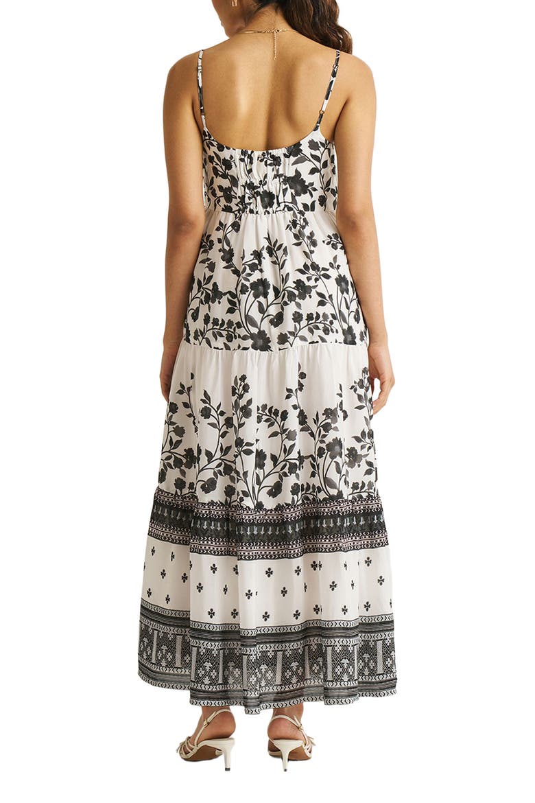 Strappy Tiered Maxi Dress, Alternate, color, Vines and Twirls Black