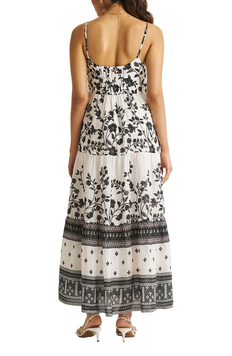 Reistor Strappy Tiered Maxi Dress, Alternate, color, Vines And Twirls Black