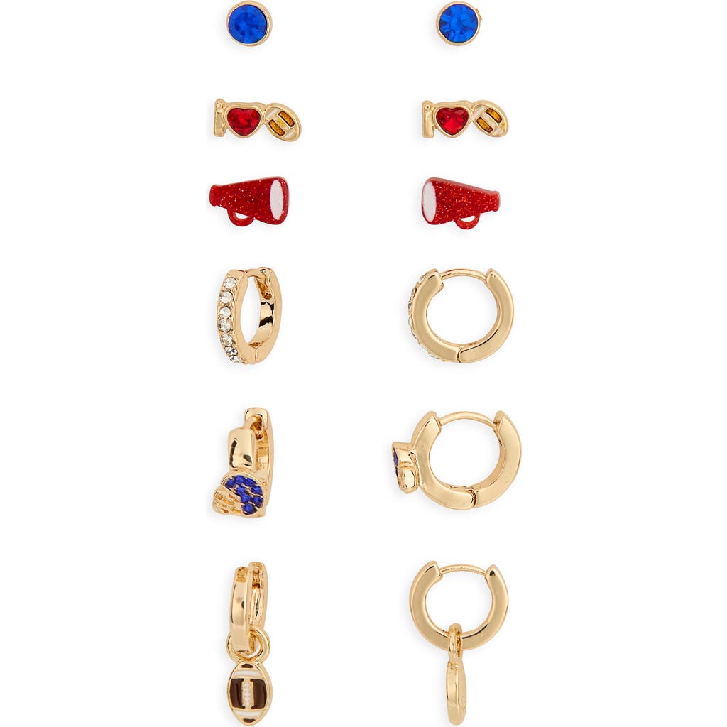 Leith Set Of 6 Football Stud Earrings In Gold