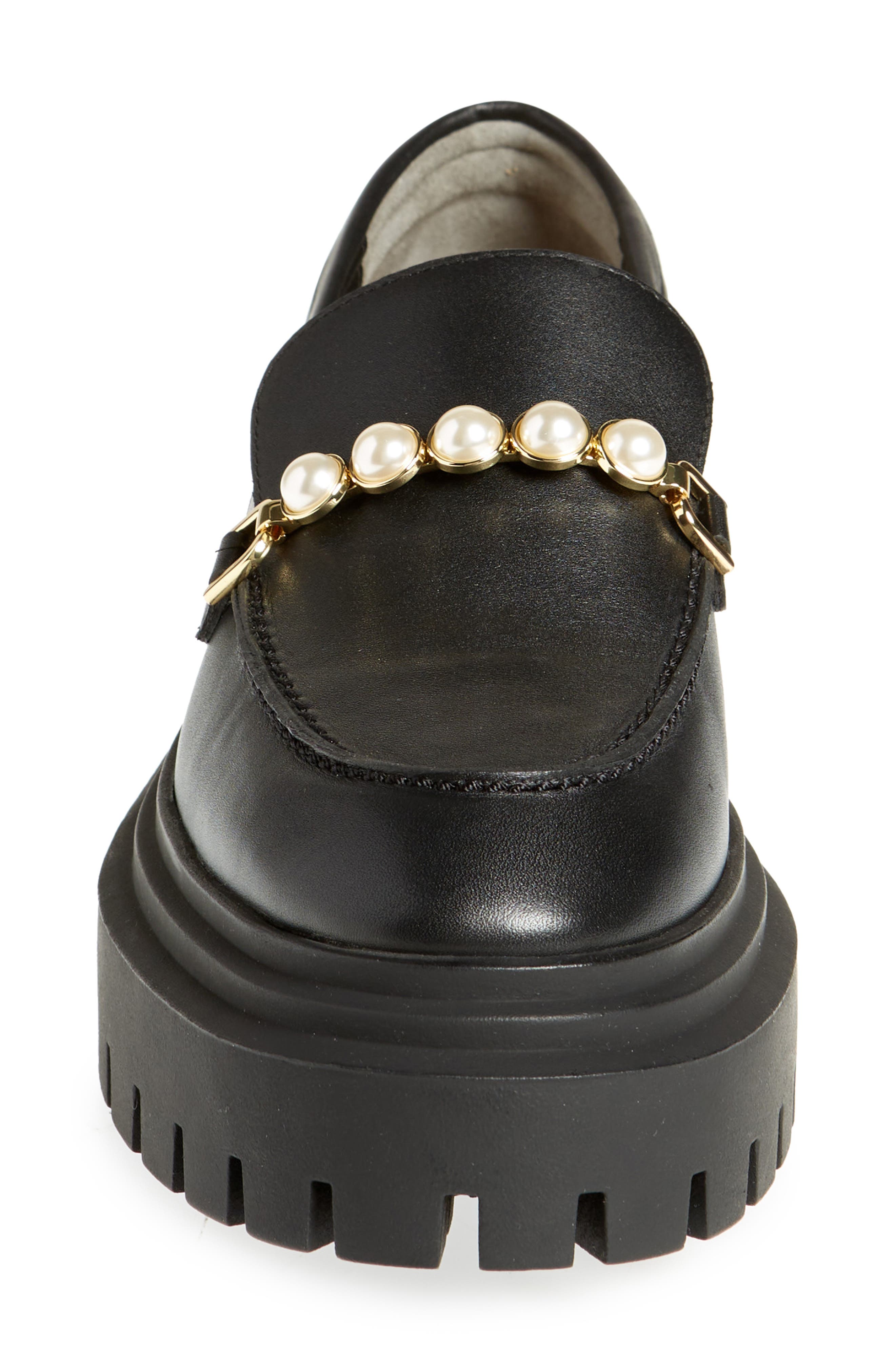 Stuart Weitzman Perla Imitation Pearl Lug Sole Loafer, Alternate, color, 