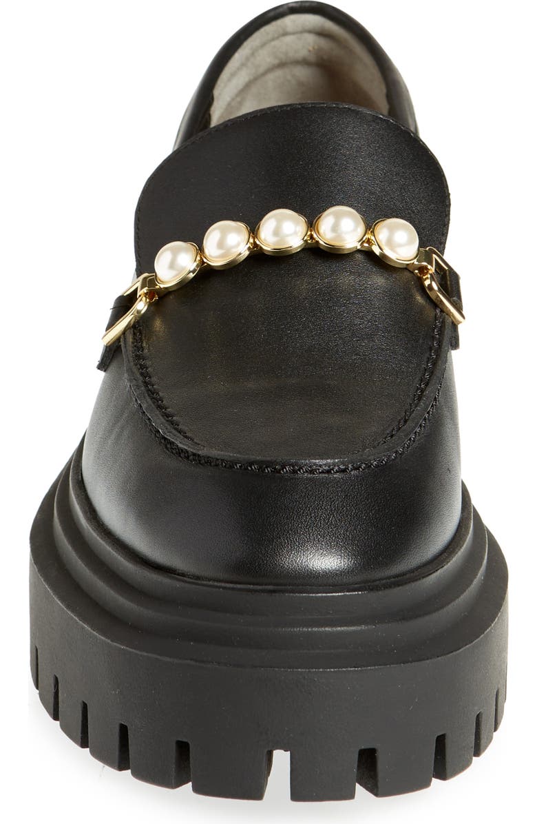 Stuart Weitzman Perla Imitation Pearl Lug Sole Loafer, Alternate, color,