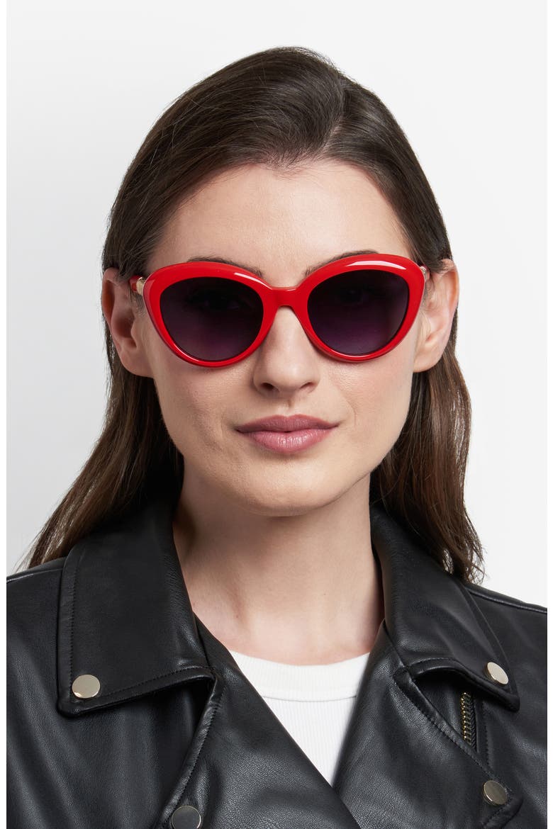 54mm Gradient Cat Eye Sunglasses, Alternate, color, RED/ DARK GREY SF
