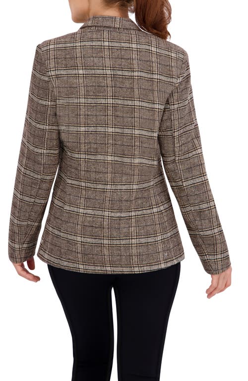 Ookie & Lala Plaid Double Breasted Blazer In Brown