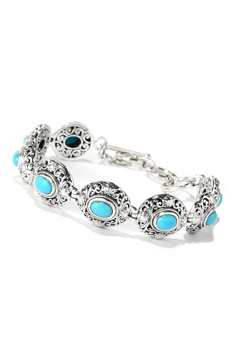 SAMUEL B. Sterling Silver Turquoise Station Bracelet, Main, color, Blue