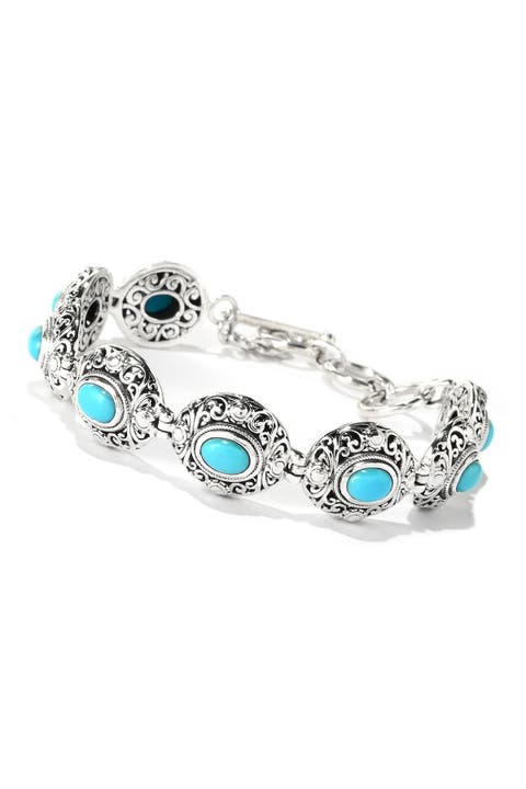 Sterling Silver Turquoise Station Bracelet