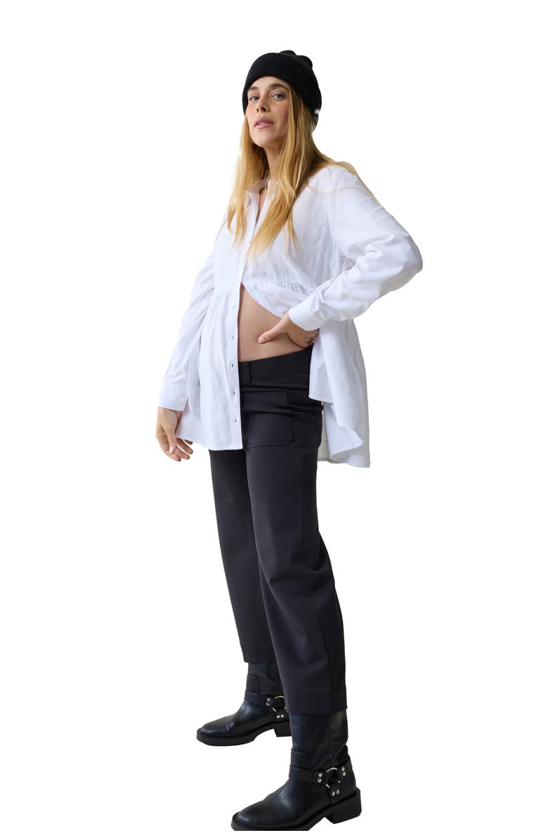 Ingrid & Isabel Wide Leg Ankle Maternity Pant, Alternate, color, Black Onyx