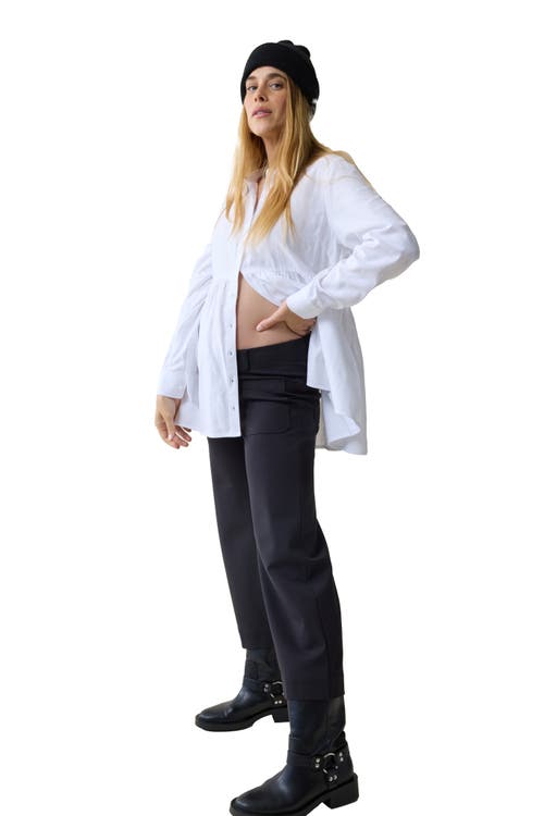 Ingrid & Isabel Wide Leg Ankle Maternity Pant In Black