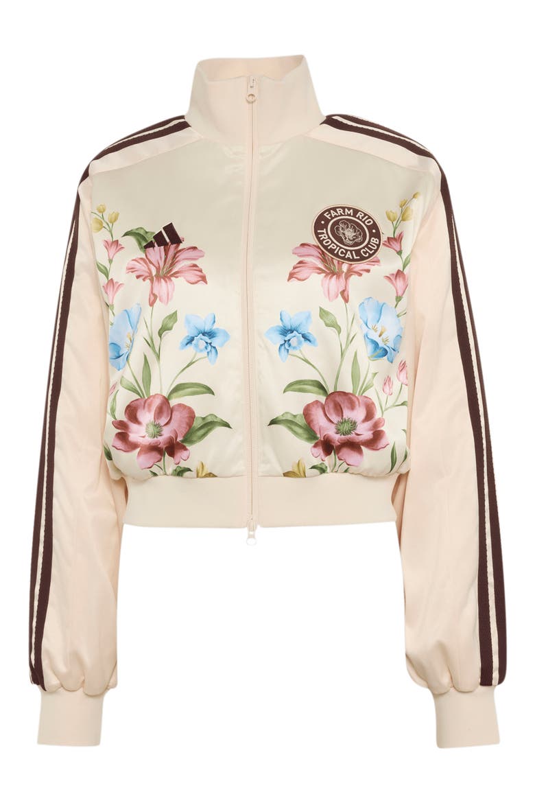 Floral Track Jacket, Alternate, color, ECRU TINT/ BROWN/ GREEN