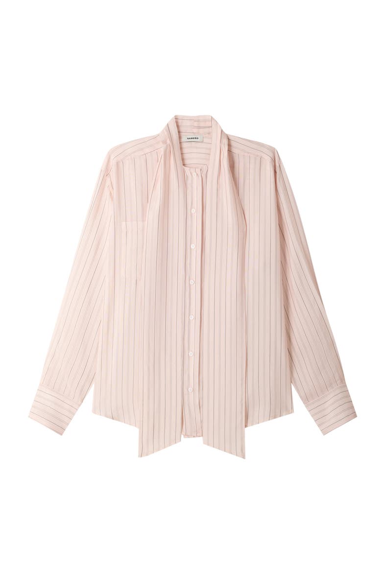 Striped tie-neck shirt, Alternate, color, Light pink