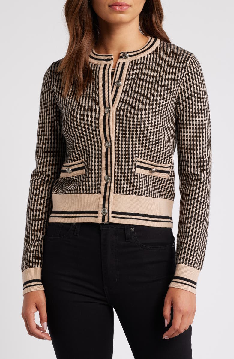 ZOE AND CLAIRE Contrast Trim Cardigan, Alternate, color, 