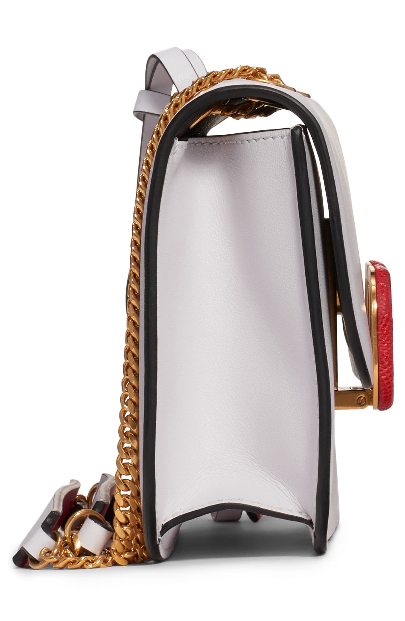 Small VLock Chain Calfskin Shoulder Bag, Alternate, color, BIANCO OTTICO/ ROUGE PUR