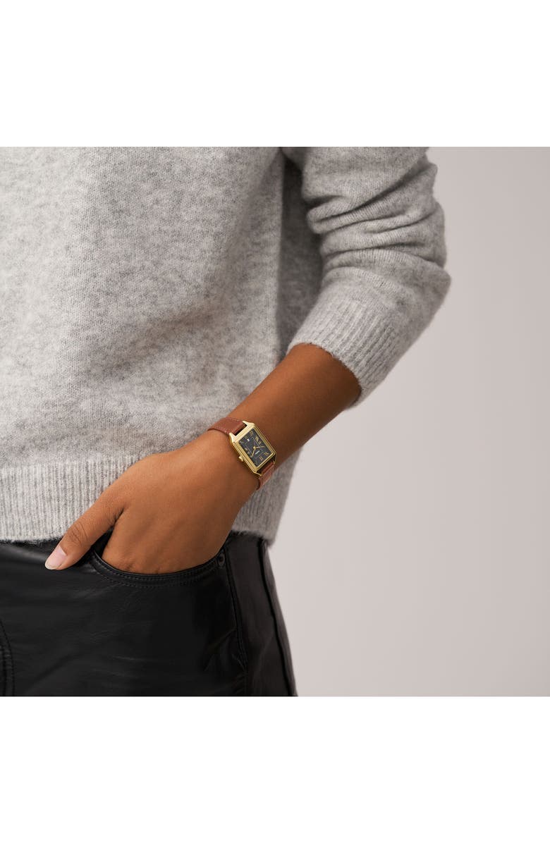 Fossil Raquel Leather Strap Watch, 23mm, Alternate, color, Brown