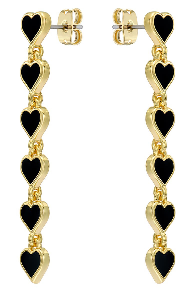 Hartley Enamel Heart Drop Earrings, Alternate, color, GOLD TONE BLACK