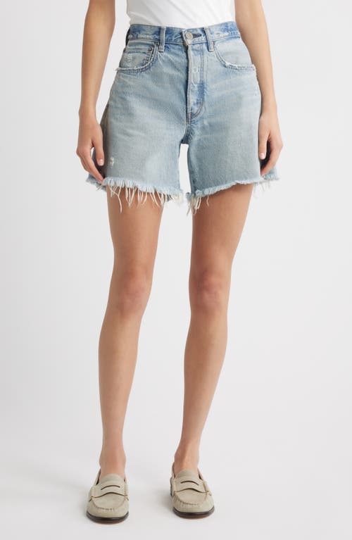 Moussy Vintage Nolita Frayed High Waist Mid Thigh Denim Shorts