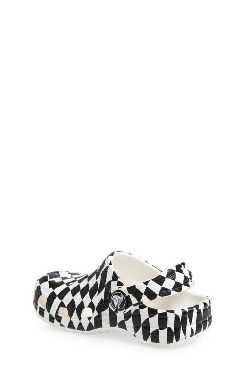 Crocs Kids' Warped Check Classic Clog In White/black