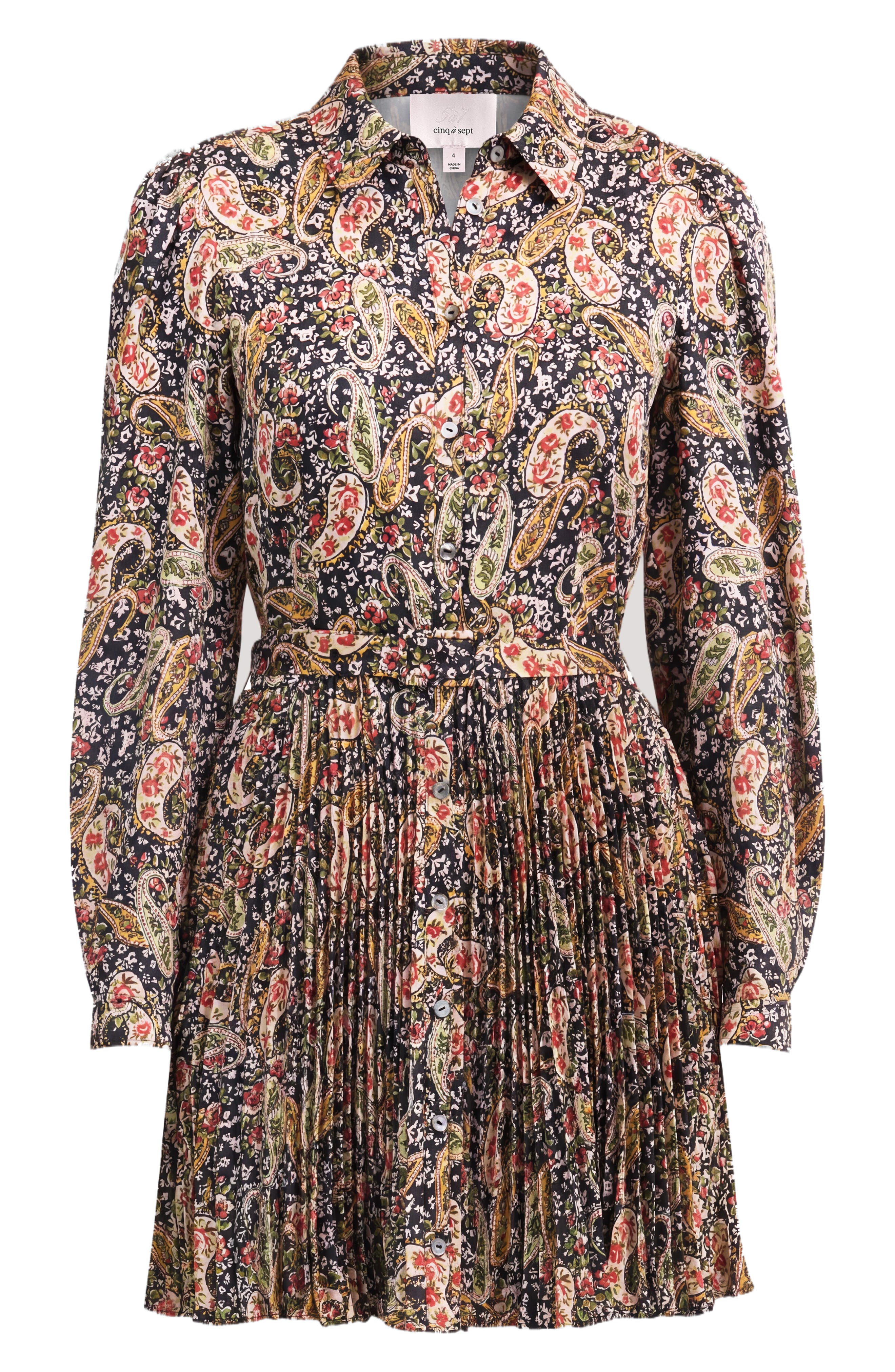 Cinq à Sept Reynolds Rose Paisley Pleated Minidress (Women) | Nordstrom
