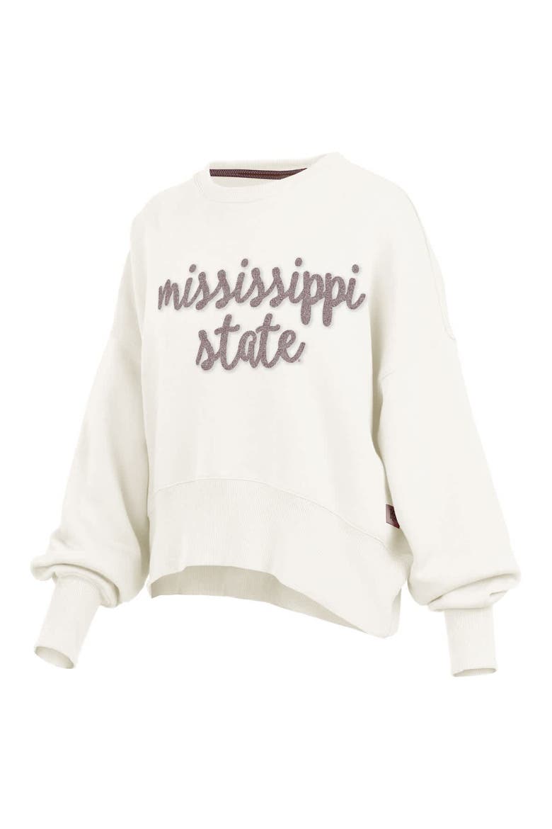 Women's Pressbox Cream Mississippi State Bulldogs Chelsea Oversized Pullover Sweatshirt, Alternate, color, Cream