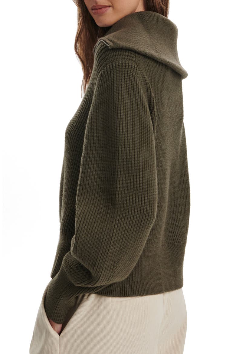 Maura Rib Half Zip Sweater, Alternate, color, OLIVE NIGHT