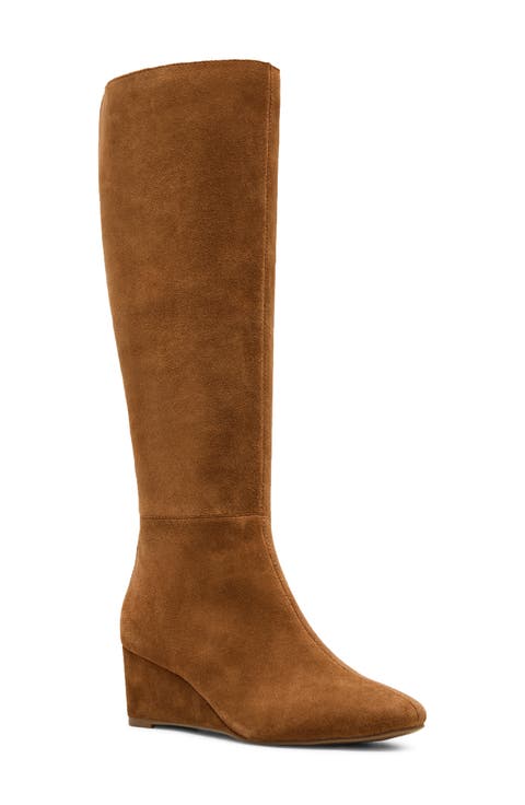 Bertha Waterproof Leather Knee High Wedge Boot