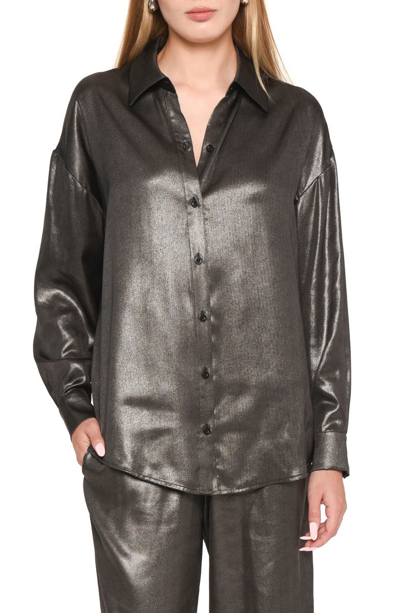WAYF x Jourdan Sloane Ariana Metallic Button-Up Shirt, Main, color, 