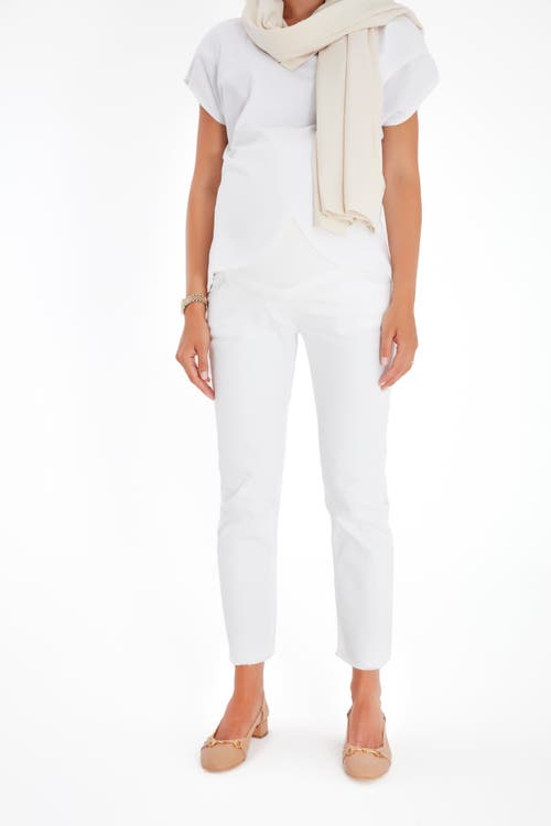 Accouchée Handy Crossover Short Sleeve Cotton Maternity/nursing Top In White