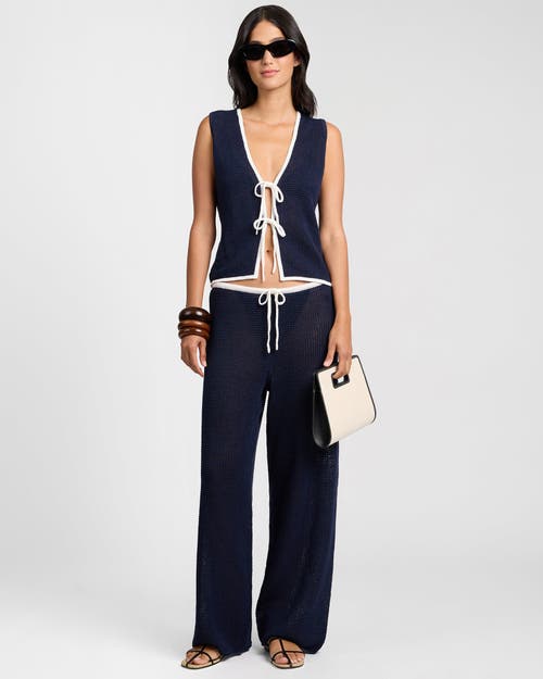 Onia Linen Knit Tie Front Tank Top In Blue