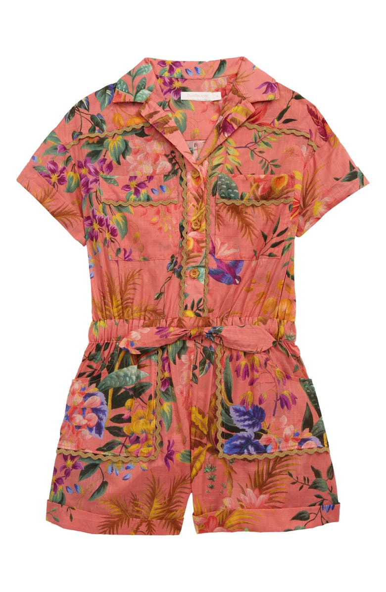 Zimmermann Kids' Tropicana Print Cotton Romper, Main, color,