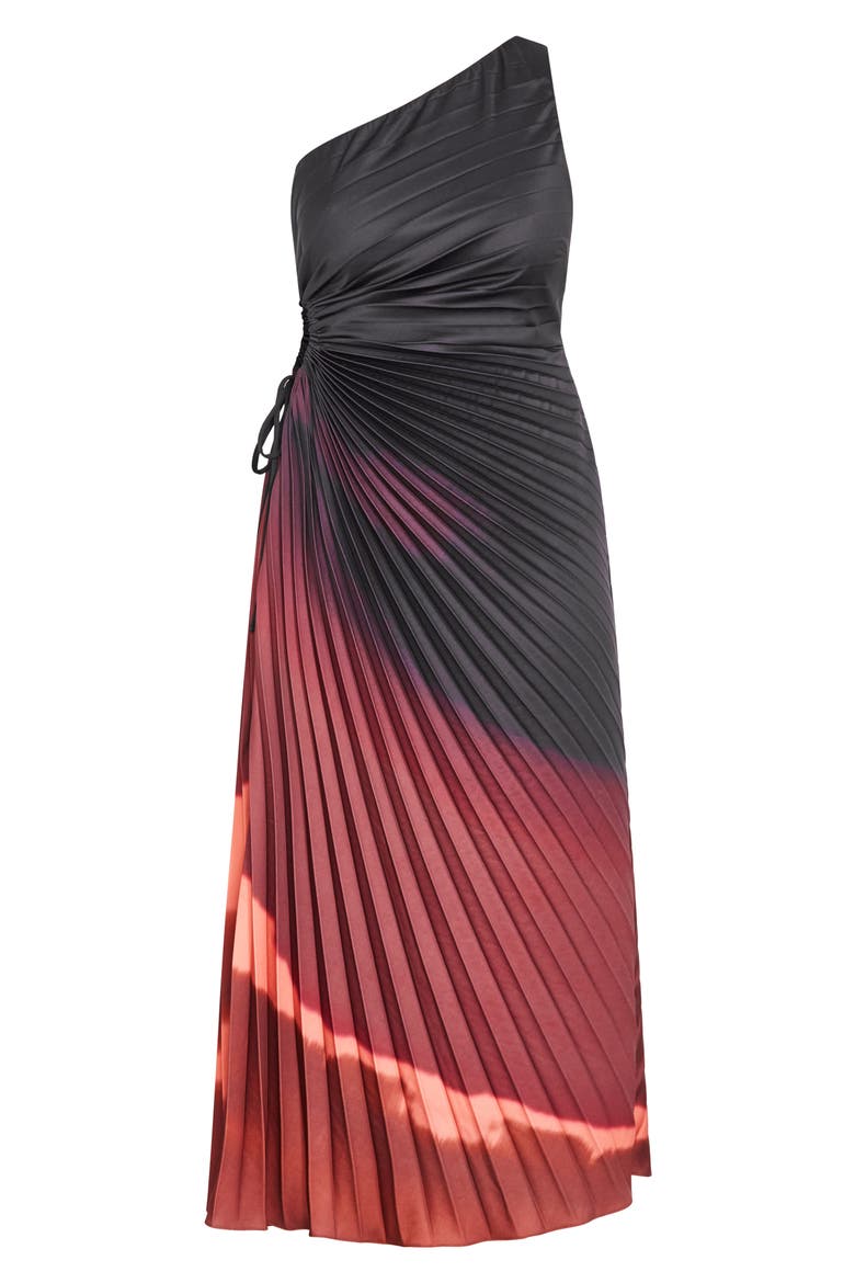 Aliza One-Shoulder Side Cutout Pleated Dress, Alternate, color, SPICY