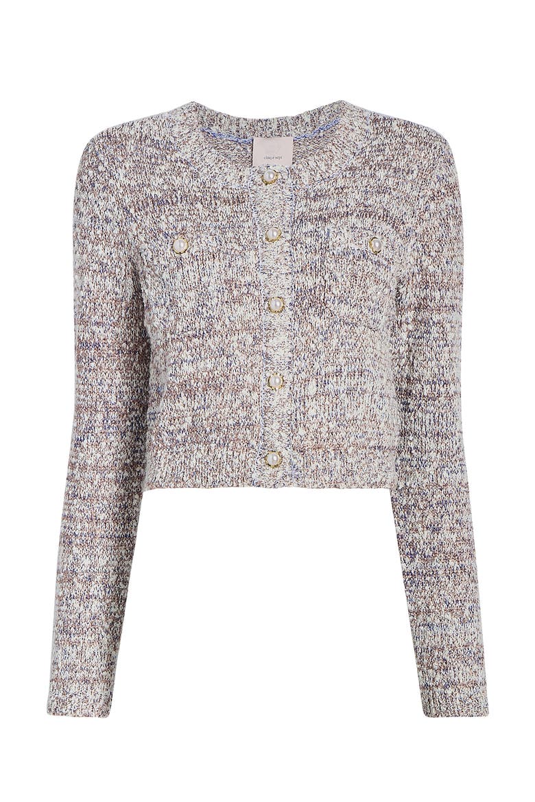 Kori Crop Cardigan, Alternate, color, MOCHA/ IRIS MARL
