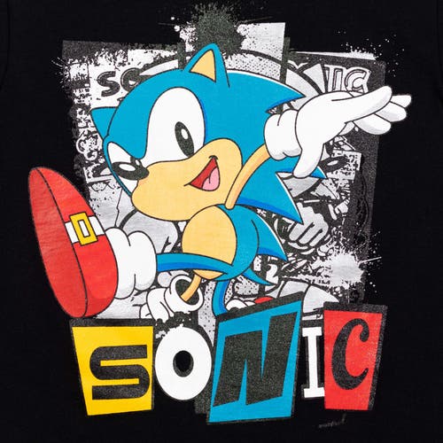 Sega Sonic The Hedgehog T-shirt & Athletic Mesh Shorts Set In Black