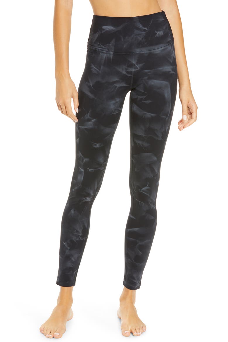 Studio Lite High Waist Spray Dye Leggings, Main, color, BLACK SPRAY