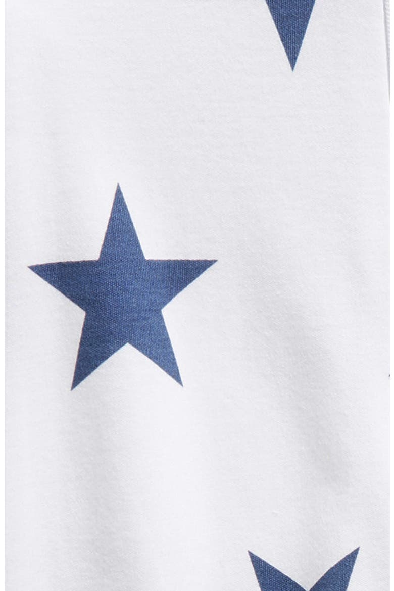 Print Fitted One-Piece Pima Cotton Pajamas, Alternate, color, BLUE STARS