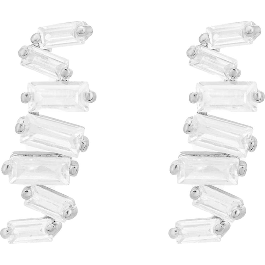 Bearfruit Jewelry Sterling Silver 18k Gold Plated Zig Zag Shape Stud Earrings In Silver