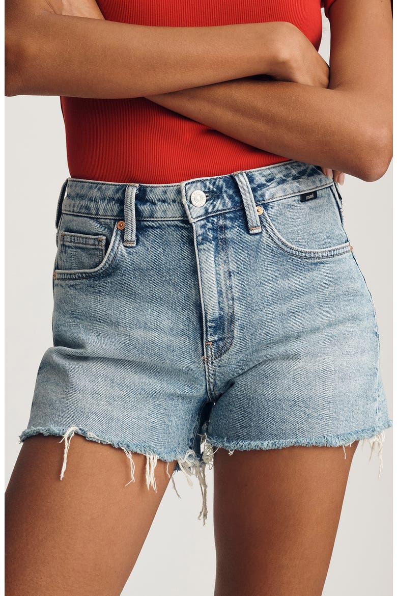 Rosie High Waist Denim Cutoff Shorts, Alternate, color, MID BRUSHED CLASSIC