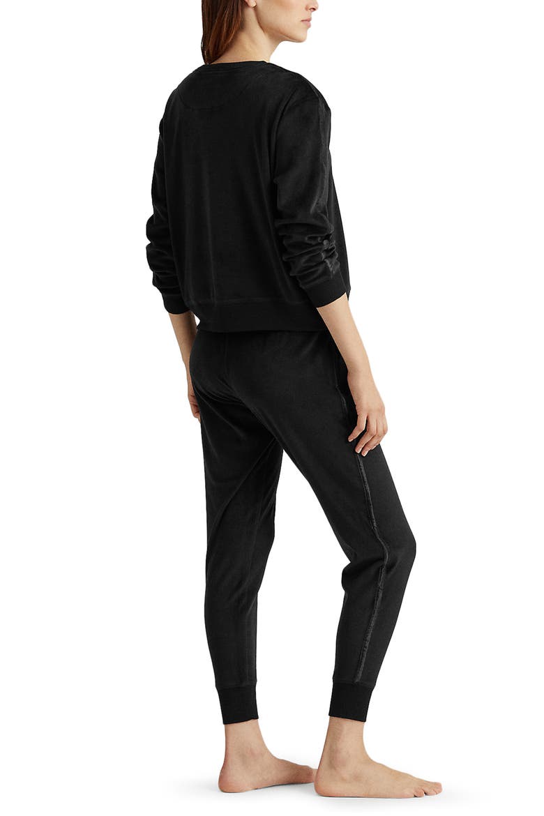 Velour Pajamas, Alternate, color, BLACK