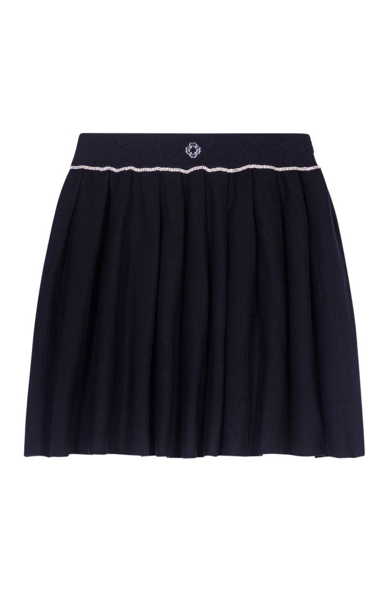 maje Pleated knit short skirt, Alternate, color, 