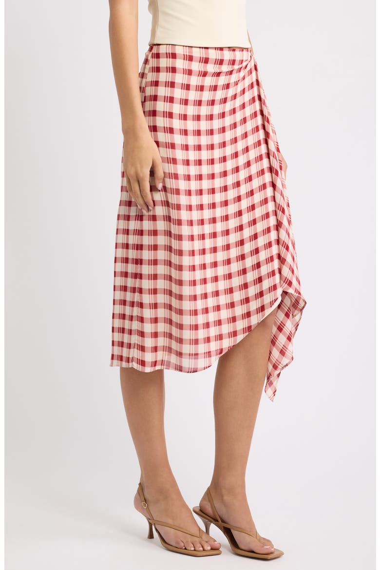 Cece Check Midi Skirt, Alternate, color, SANGRE CHECK