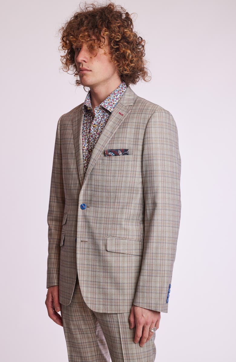 PAISLEY & GRAY Dover Slim Fit Plaid Sport Coat, Alternate, color, Tan Pink Blue Plaid