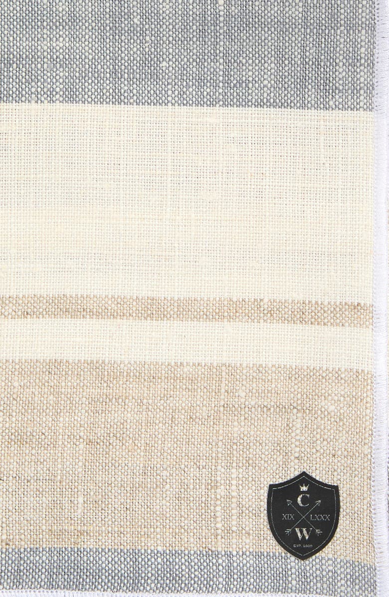 CLIFTON WILSON Stripe Linen Pocket Square, Alternate, color, Tan