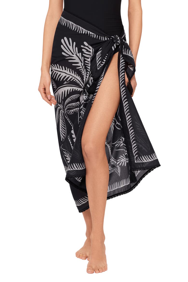 Hearts of Palm Cotton Pareo, Main, color, BLACK/ MULTI