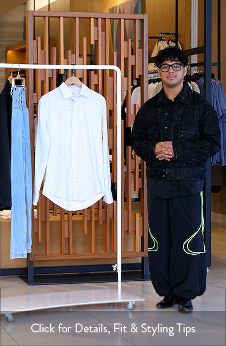 Trim Fit Geometric Print Premium Performance Twill Dress Shirt, sales video thumbnail