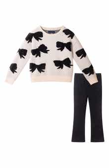 Andy & Evan Kids' Bow Sweater & Flare Leggings Set