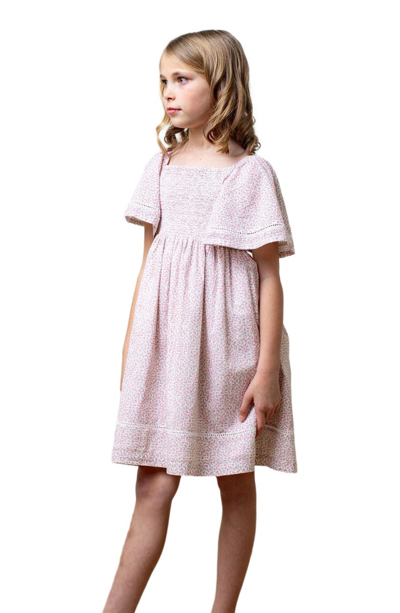 Hope & Henry Girls' Organic Smocked Bell Sleeve Dress, Kids, Main, color, 