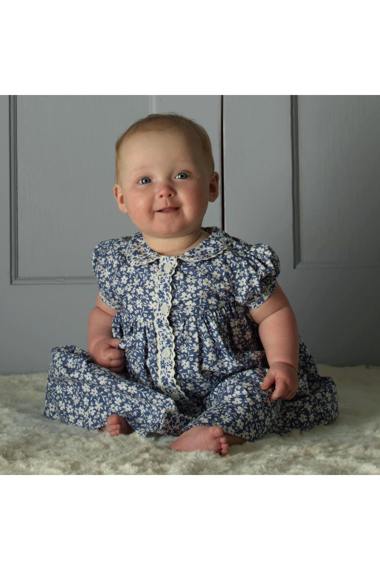 Floral Button-Front Dress and Bloomers, Alternate, color, Blue