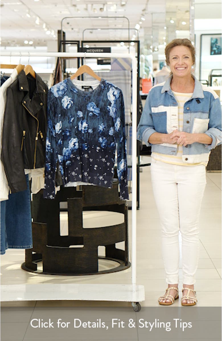 Floral Fine Gauge Crewneck Sweater, sales video thumbnail