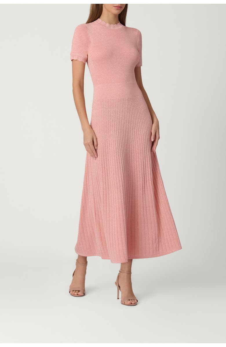 Shoshanna Fine Gauge Shimmer Knit Darby Dress, Main, color, Soft Peach