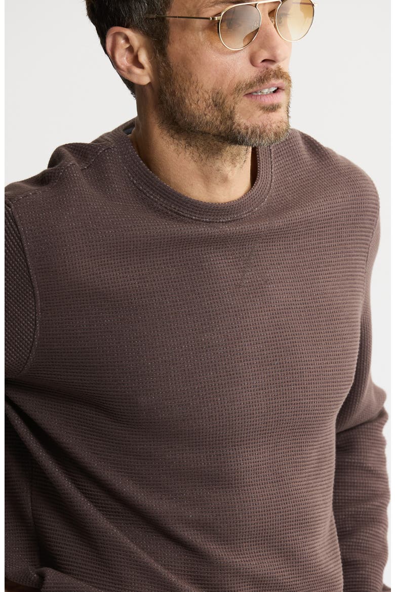 Textured Knit Crewneck Sweatshirt, Alternate, color, BROWN