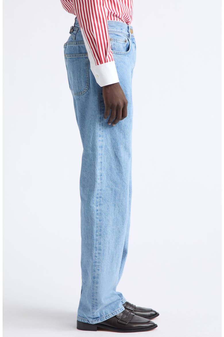 Backstrap Straight Leg Selvedge Denim Jeans, Alternate, color, LIGHT BLUE